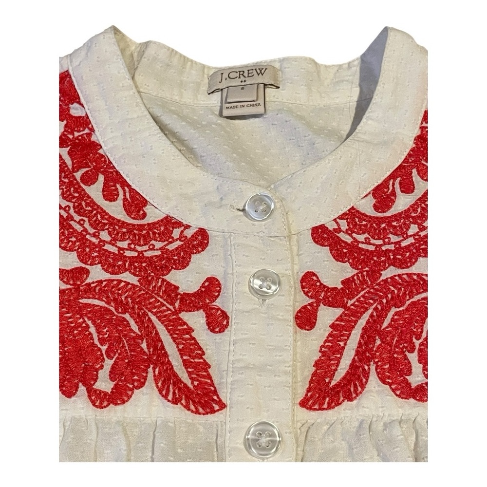 J. Crew Embroidered Swiss-Dot Tank White 100% Cotton Size: 6 - Picture 2 of 7